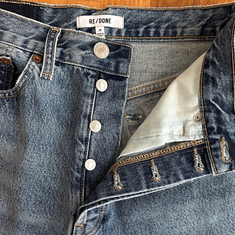 Re/Done Distressed High Rise Jeans - Picture 2 of 4